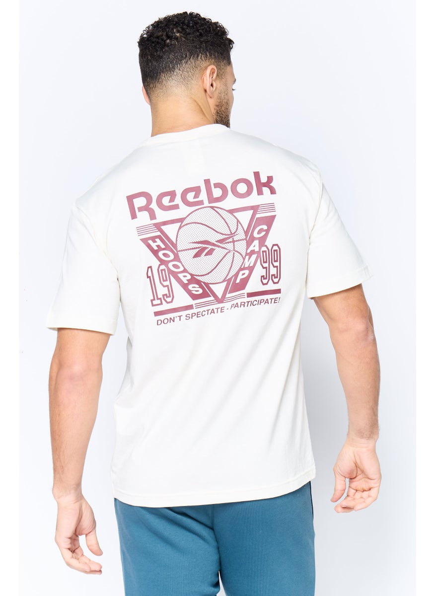 Reebok Men Sportswear Fit Short Sleeves Basketball T-Shirt, Cream  - Image 4