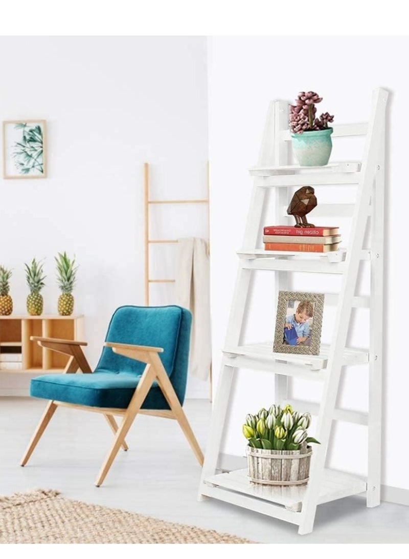 FFD Corner Shelves Bathroom Shelving Wooden Shelf Kitchen Bathroom Storage 4 Tiers Shower Shelves Flower Stand  - Image 1