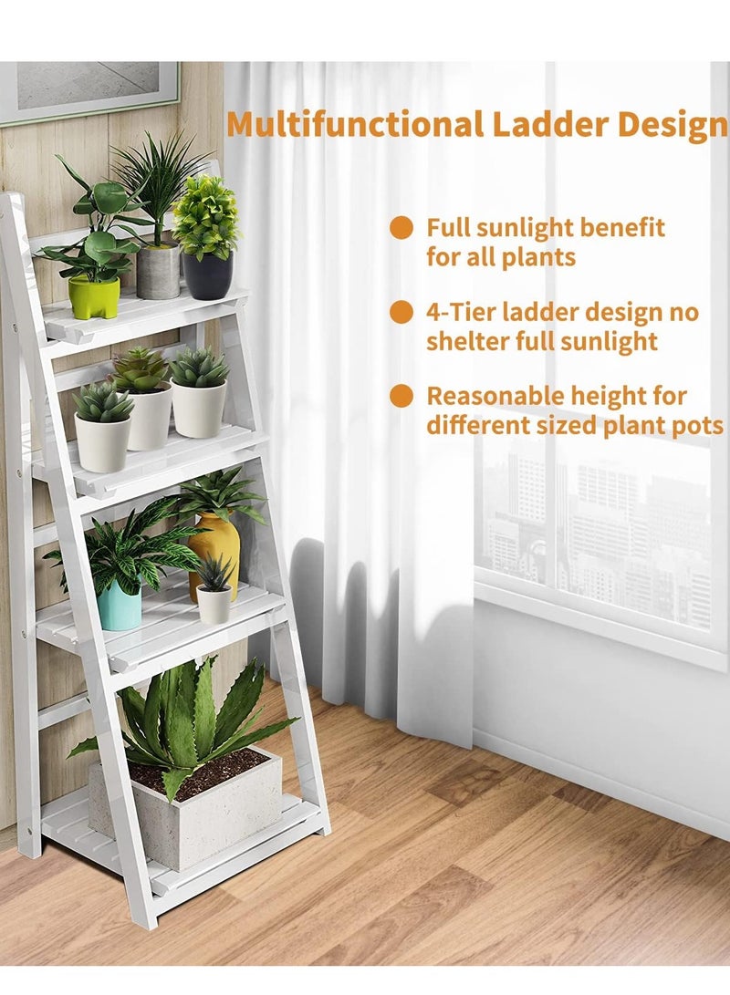 FFD Corner Shelves Bathroom Shelving Wooden Shelf Kitchen Bathroom Storage 4 Tiers Shower Shelves Flower Stand  - Image 5