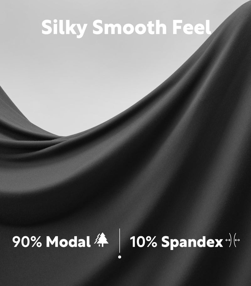 DAVID ARCHY Men's Underwear Ultra Soft Modal Support Pouch Trunks Moisture Wicking Boxer Briefs for Men 3 Packs (L, Black) - Image 2