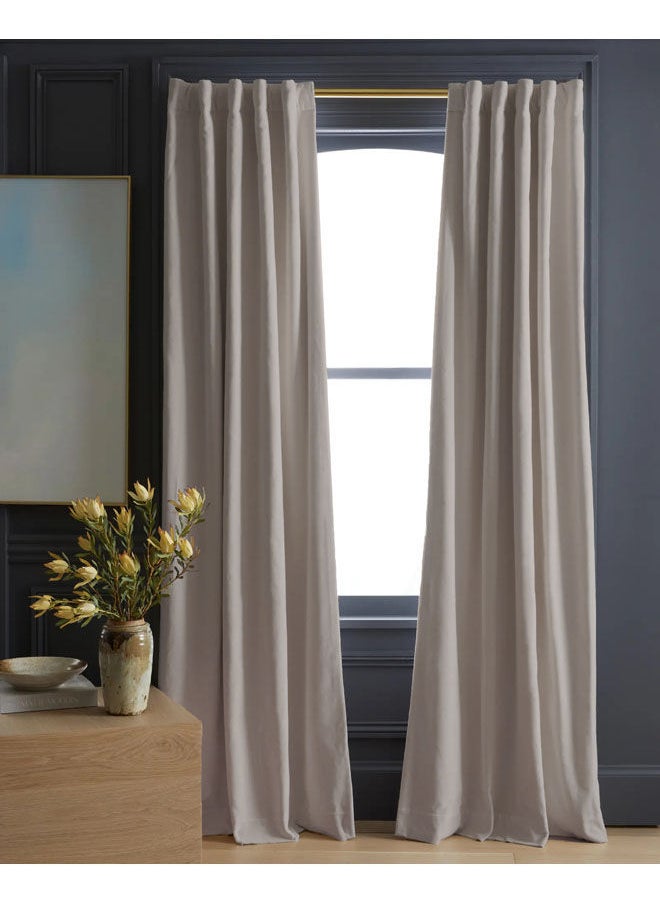 Naguib Selim Velvet Curtains Soft Fabric 1 Piece Off White-140x280  - Image 1