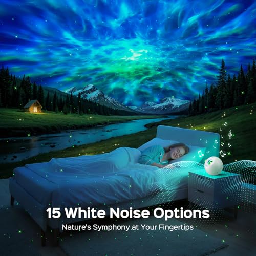 One Fire Galaxy Projector for Bedroom, 15 Colors+15 White Noise+ Bluetooth Star Projector Night Light for Kids Christmas Gifts for Teen Boys Gifts Women Gifts for Teenage Room Decor Girls Lava Lamp - Image 3