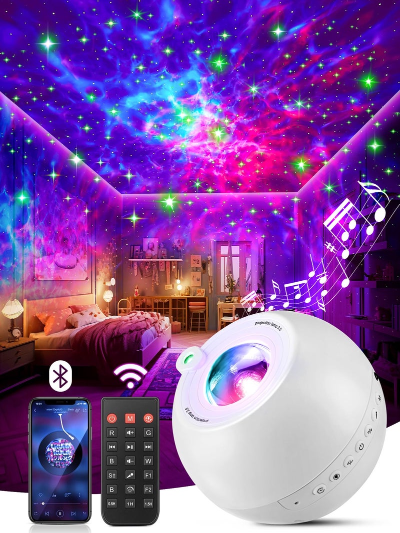 One Fire Galaxy Projector for Bedroom, 15 Colors+15 White Noise+ Bluetooth Star Projector Night Light for Kids Christmas Gifts for Teen Boys Gifts Women Gifts for Teenage Room Decor Girls Lava Lamp - Image 1