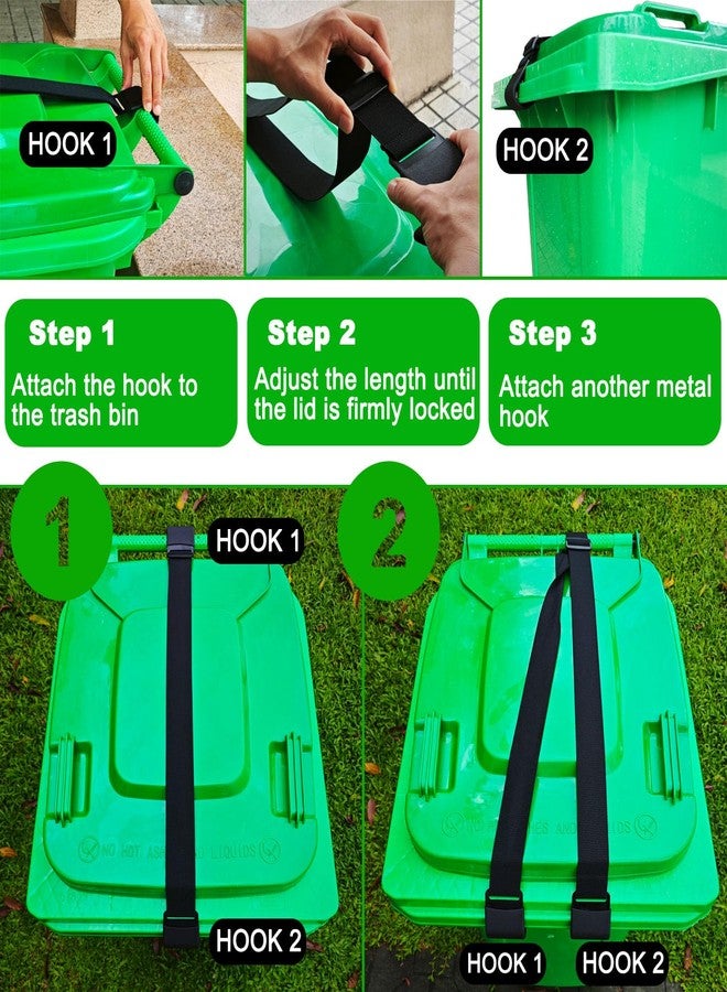 JFOMOYGI Metal Double Claw Trash Can Locks Strap For Animals,Universal Trash Can Lid Lock 1PC,Adjustable Garbage Can Lid Locks Security Strap,Trash Can Bungee Cord Belt Rope For Outside Raccoon,Trash Bin Lock - Image 3