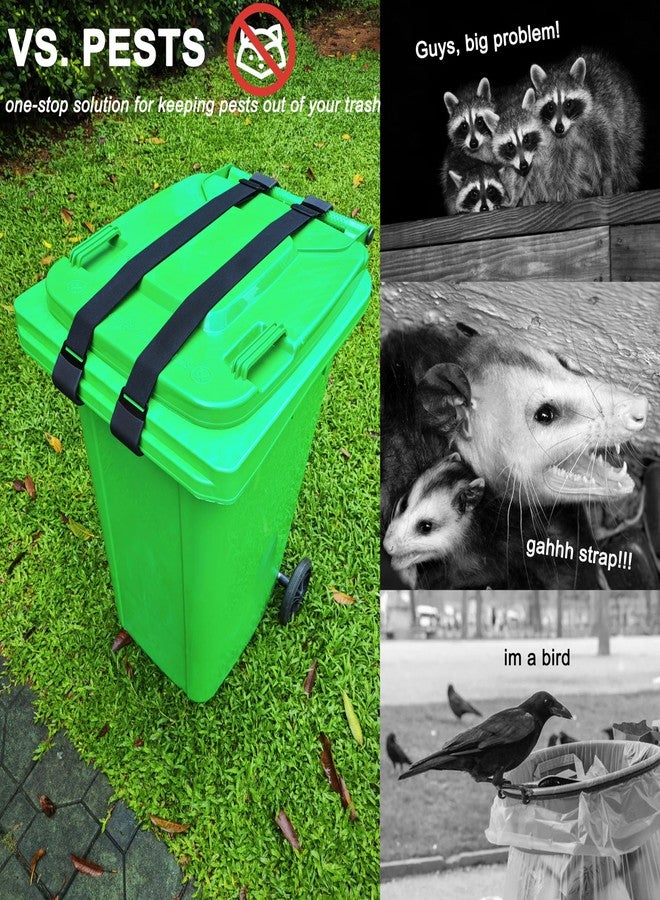 JFOMOYGI Metal Double Claw Trash Can Locks Strap For Animals,Universal Trash Can Lid Lock 1PC,Adjustable Garbage Can Lid Locks Security Strap,Trash Can Bungee Cord Belt Rope For Outside Raccoon,Trash Bin Lock - Image 2