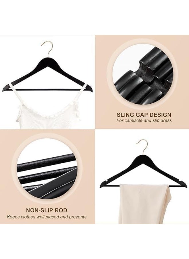 HOUSE DAY - HOUSE DAY 20PK Black Wooden Hangers with Rose Gold Hook - Image 1