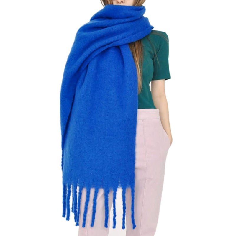 MININAI Women Chunky Scarf, Soft Warm Winter Scarf for Cold Weather, Christmas Blanket Scarves Pashmina Shawl Wrap (Royal) - Image 1
