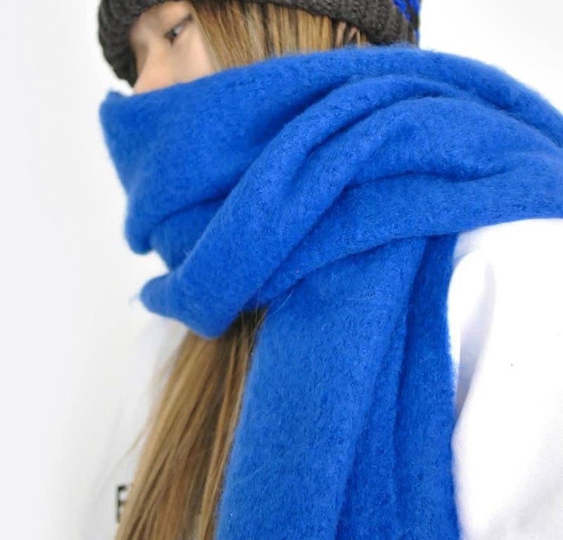 MININAI Women Chunky Scarf, Soft Warm Winter Scarf for Cold Weather, Christmas Blanket Scarves Pashmina Shawl Wrap (Royal) - Image 3