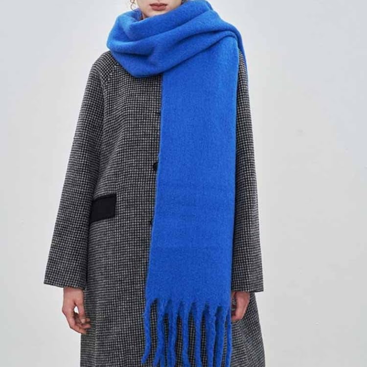 MININAI Women Chunky Scarf, Soft Warm Winter Scarf for Cold Weather, Christmas Blanket Scarves Pashmina Shawl Wrap (Royal) - Image 5