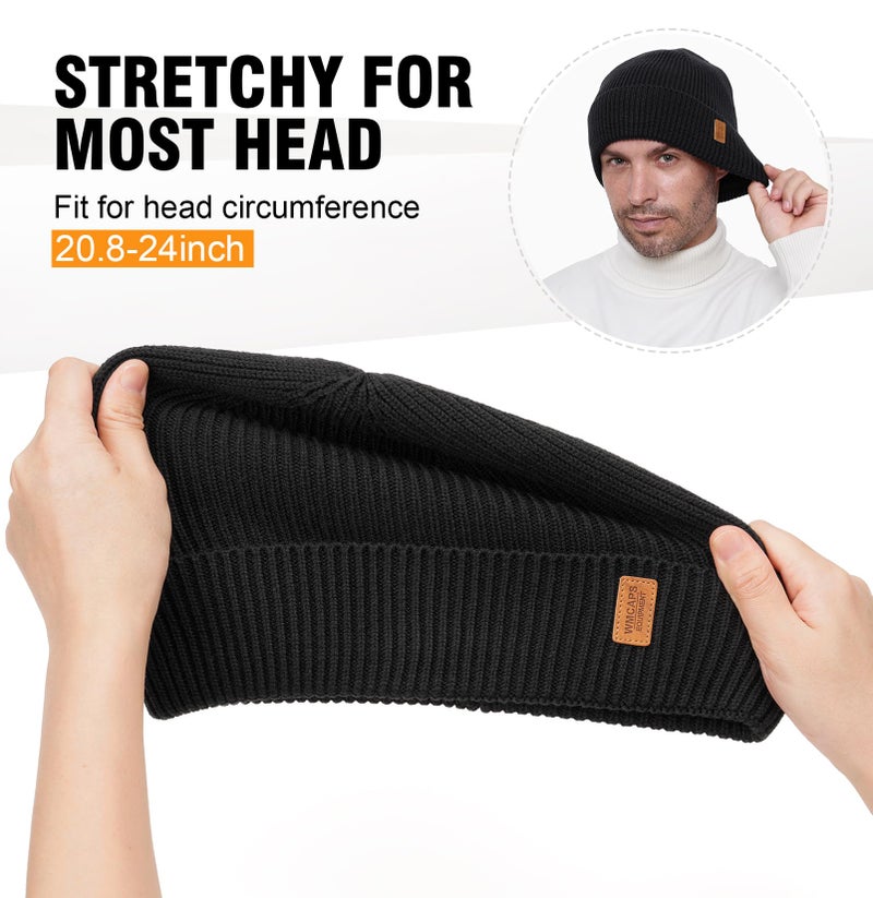 Wmcaps Merino Wool Fleece Lined Beanie Winter Hats for Men Women, Warm Thermal Kint Cap for Outdoor Brown - Image 4