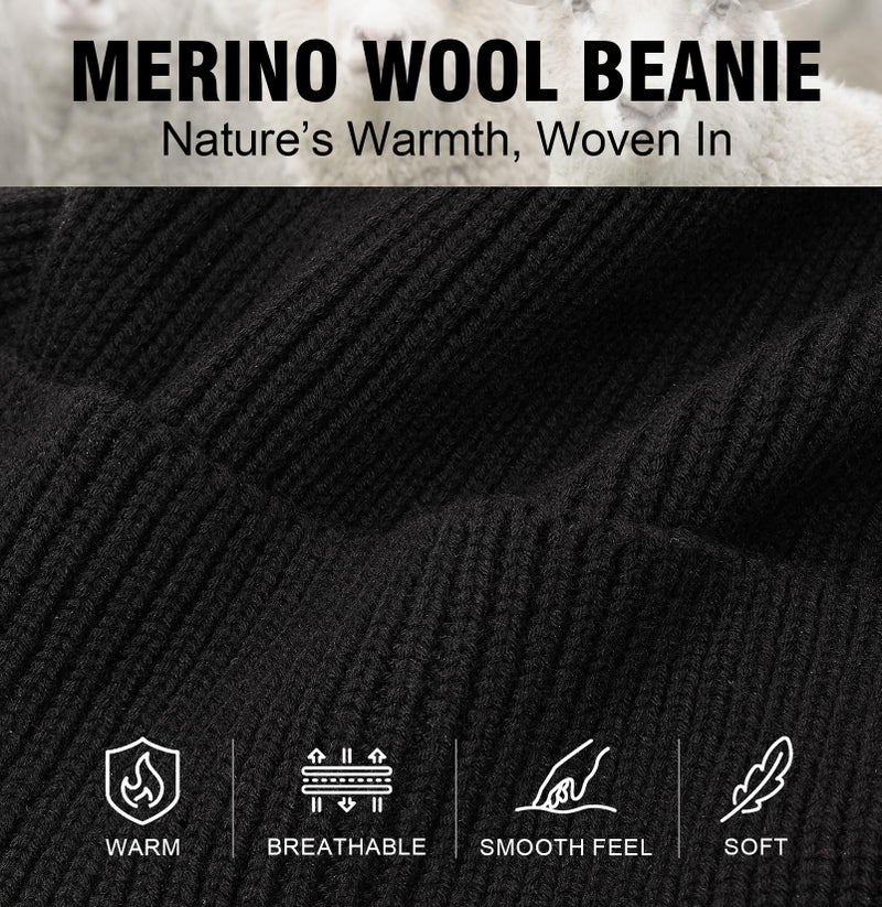 Wmcaps Merino Wool Fleece Lined Beanie Winter Hats for Men Women, Warm Thermal Kint Cap for Outdoor Brown - Image 2