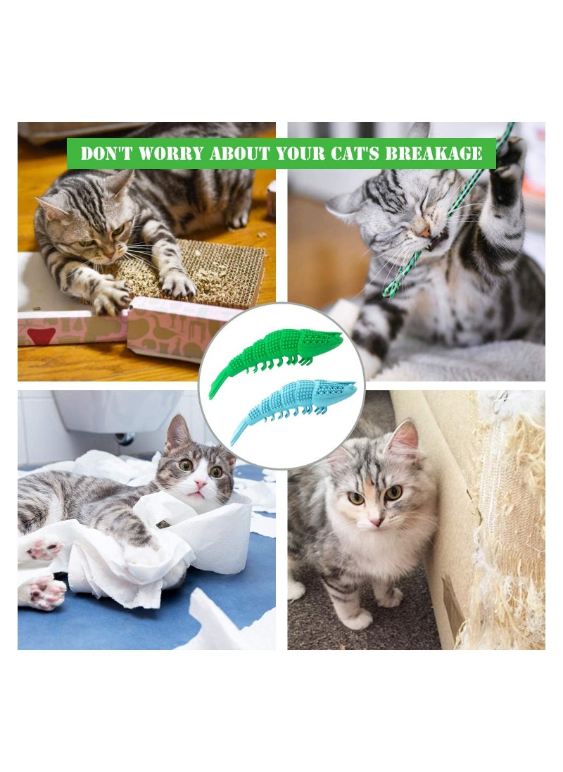 SYOSI - Cat Catnip Dental Toy Interactive Toothbrush Chew Treat Natural Rubber Bite Resistance Lobster Shape Toys Tooth Cleaning Durable for Pet Kitten Kitty 2 Pack - Image 1