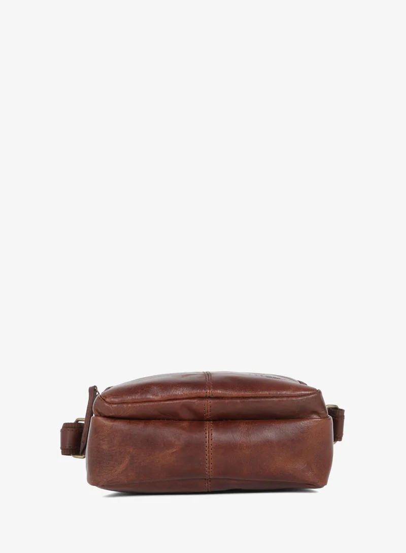 Teakwood  Teakwood Leathers Genuine Leather Messenger Bag for Men & Women | Vintage Brown Crossbody Sling Bag | Dual Front Zipper Pockets | Spacious Main Compartment with Internal Zipper Pocket | Rear Zip Pocket | Adjustable Shoulder Strap | Travel, Office & Everyday Carry Bag  | Best Price UAE