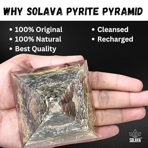 SOLAVA Original Pyrite Crystal Pyramid - Pyrite Tree Vastu Pyramid for Money Good Luck Prosperity Positivity Fame Vastu Reiki Healing Wealth and Abundance - 3.5 Inch - Image 3