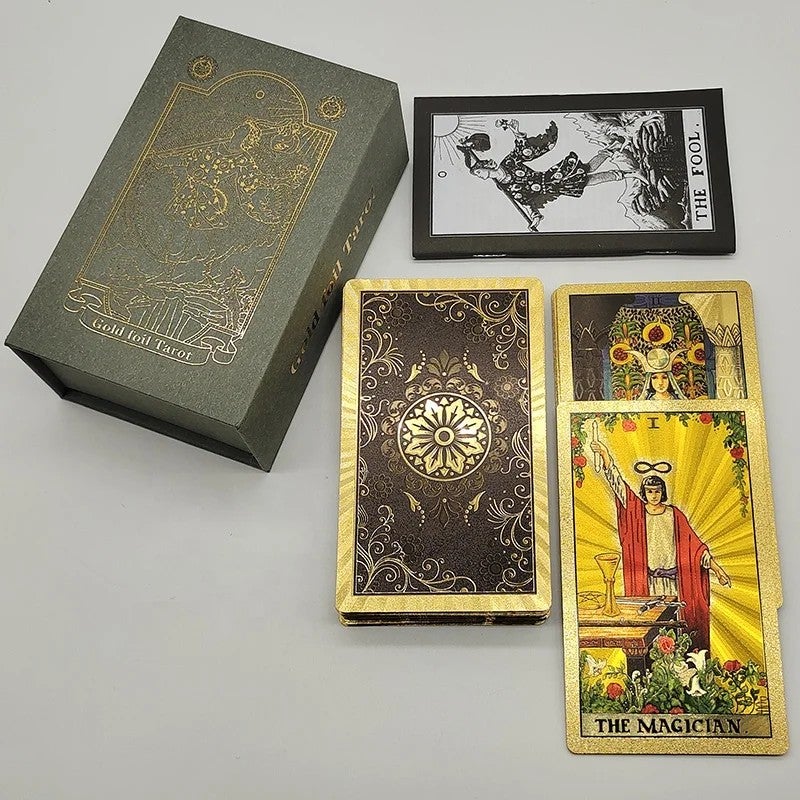 Y&D Gilded Plastic Oracle Tarot Deck with Gold Foil - Portable Board Game Cards in Magnetic Flip Box - Image 4