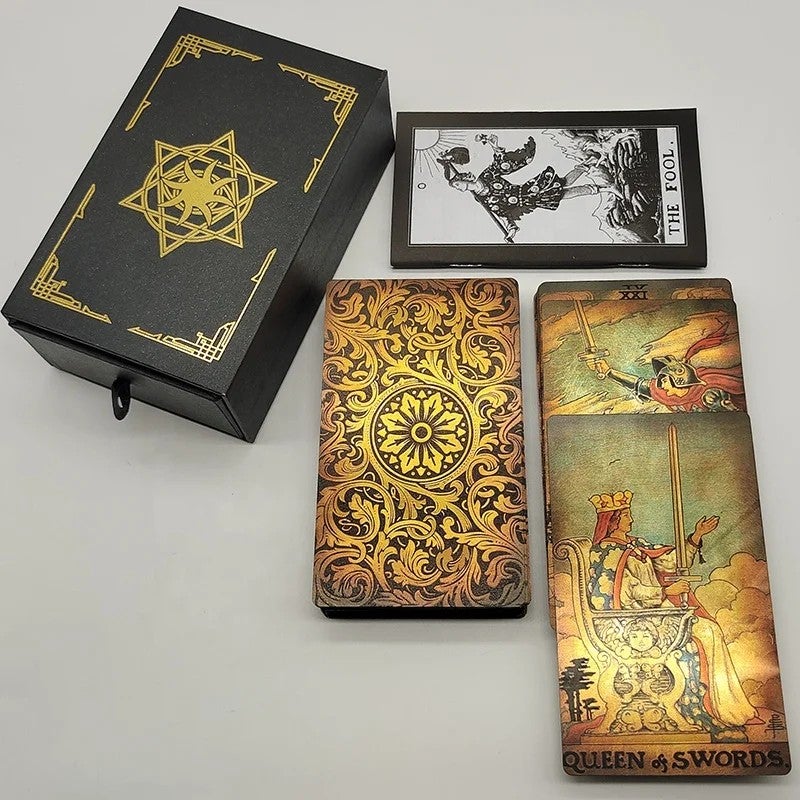 Y&D Gilded Plastic Oracle Tarot Deck with Gold Foil - Portable Board Game Cards in Magnetic Flip Box - Image 3