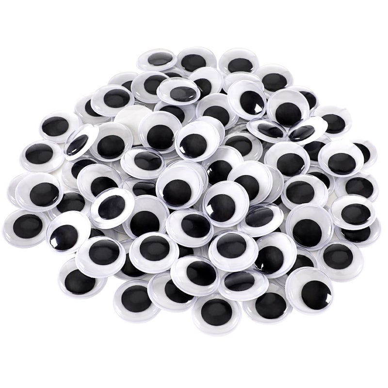JANYUN 100 Pieces Wiggle Googly Eyes Self Adhesive Large Black White Eyes for DIY Crafts Decoration 20mm