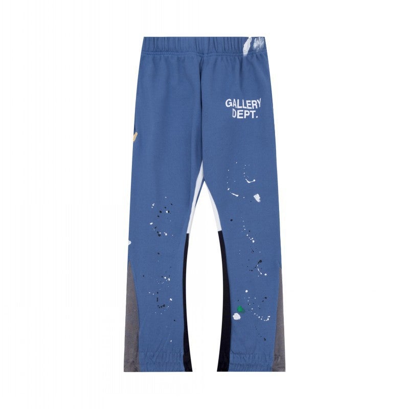 Gallery Dept Classic Hand-Painted Splash Ink Graffiti Printed Stitching Pure Cotton Pants Lovers Casual Trousers - Image 1