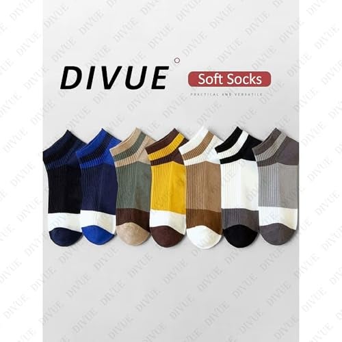 DIVUE Ankle Length Socks for Men & Women | 7 Pair Multi Color Combo Pack | Cotton Rich, Breathable, Sweat Absorbent, Anti Odor, Stretchable, Durable, Multipurpose Sports, Gym & Casual Use Socks - Image 5