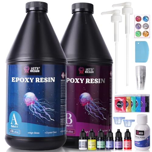 LET'S RESIN 1 Gallon Epoxy Resin Kit with Color Pigment, Crystal Clear & No Bubble Epoxy Kit, Not Yellowing & Low Odor Casting Resin for Art, Craft, Jewelry, River Table - Image 1