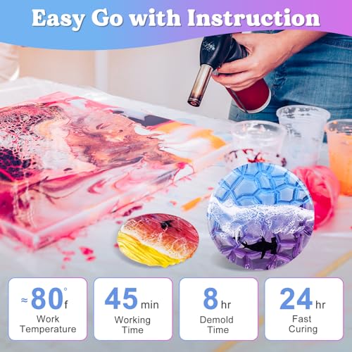 LET'S RESIN 1 Gallon Epoxy Resin Kit with Color Pigment, Crystal Clear & No Bubble Epoxy Kit, Not Yellowing & Low Odor Casting Resin for Art, Craft, Jewelry, River Table - Image 5