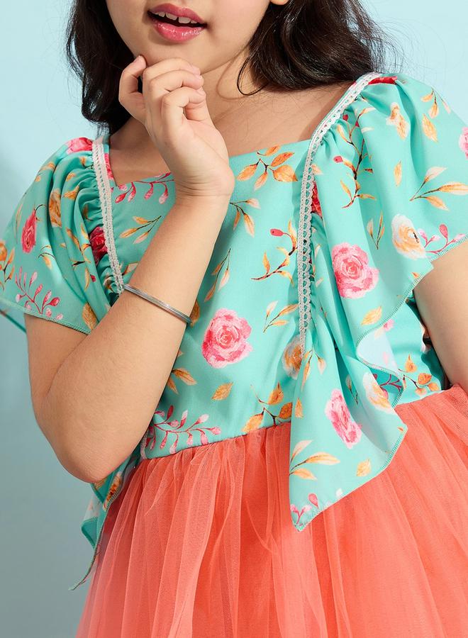 ستايلو بج فستان تول بتطريز زهري - Image 4