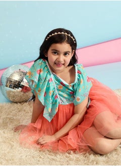 Stylo Bug Floral Print Mesh Insert Dress with Ruffled Sleeves by Styli  - Image 5