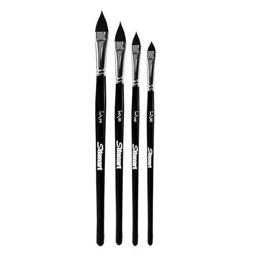 Sdanart Cat Tongue Watercolor Brushes,4 PCS Oval Wash Paint Brushes for Acrylic Painting Floral Petal Watercolor Brush，Pointed Oval Paintbrush Professional Cat's Tongue Paint Brush Artist Paintbrushes - Image 1