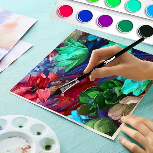 Sdanart Cat Tongue Watercolor Brushes,4 PCS Oval Wash Paint Brushes for Acrylic Painting Floral Petal Watercolor Brush，Pointed Oval Paintbrush Professional Cat's Tongue Paint Brush Artist Paintbrushes - Image 5