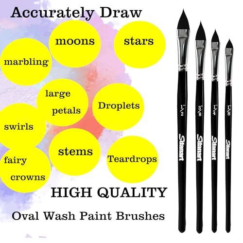 Sdanart Cat Tongue Watercolor Brushes,4 PCS Oval Wash Paint Brushes for Acrylic Painting Floral Petal Watercolor Brush，Pointed Oval Paintbrush Professional Cat's Tongue Paint Brush Artist Paintbrushes - Image 2