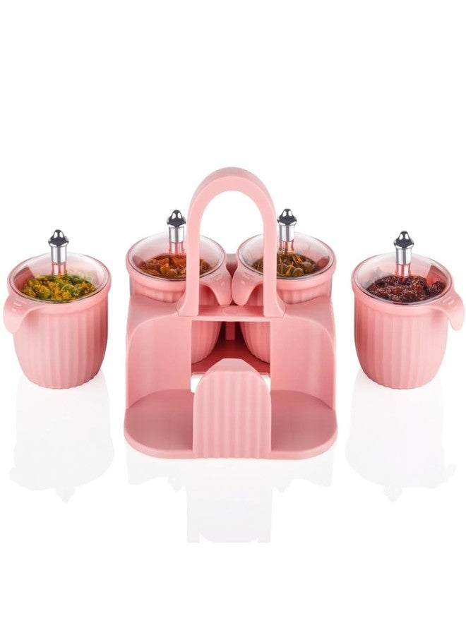KhuHap Multipurpose Masala Dabba & Achar Jar Set | 4 Pc Plastic Containers for Dry Fruit, Pickles, Mukhwas, Masala, Chocolate Storage | Kitchen Organizer with Airtight Lids (Multi-Color) - Image 4