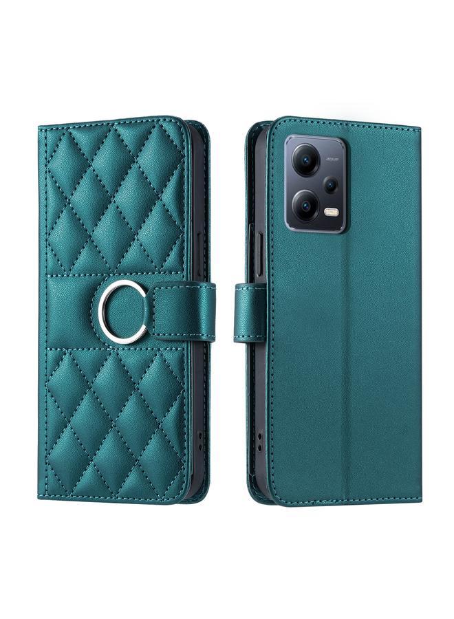 اس-توب جراب لهاتف Redmi Note 12 5G Global Ring Buckle Rhombic Leather جراب هاتف - Image 1