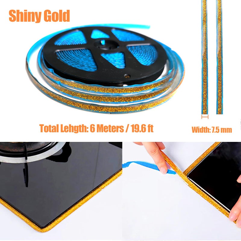 WOLAIYE Caulk Strip Self Adhesive, PU Caulk Tape for Bathtub Bathroom Toilet Kitchen(W:7.5MM,Gold) - Image 2