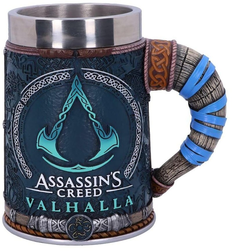 Assassins Creed Assassins Creed Nemesis Now B5335S0 Officially Licensed Valhalla Viking Game Tankard Resin w Stainless Steel 300 milliliters Multicolour