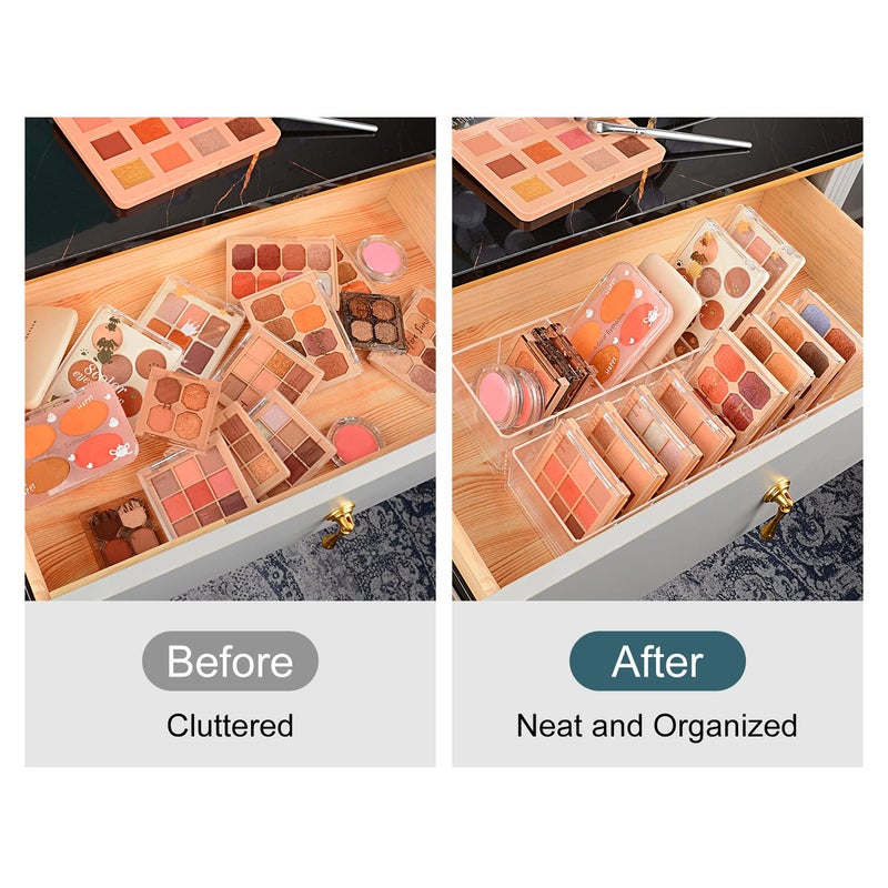 JessLab Acrylic Organizers, Bathroom Organizer for Drawer, Cosmetic Display Cases for Vanity, Countertop, Desk, Kitchen, and Makeup Storage, 6-Section - Image 3