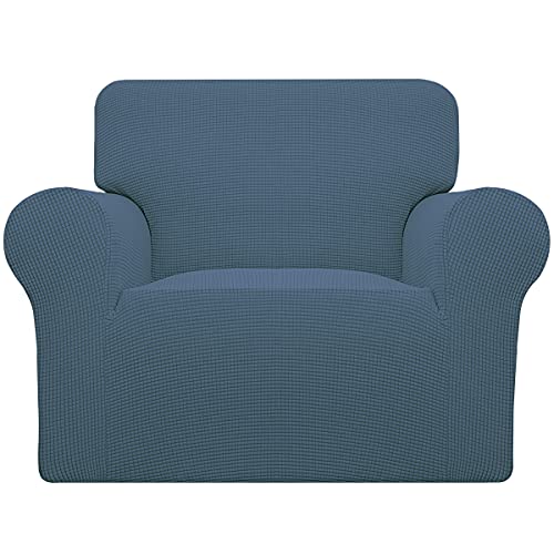 Easy-Going Stretch Chair Sofa Slipcover 1-Piece Couch Sofa Cover Furniture Protector Soft with Elastic Bottom for Kids, Pet. Spandex Jacquard Fabric Small Checks (Chair, Bluestone) - Image 1