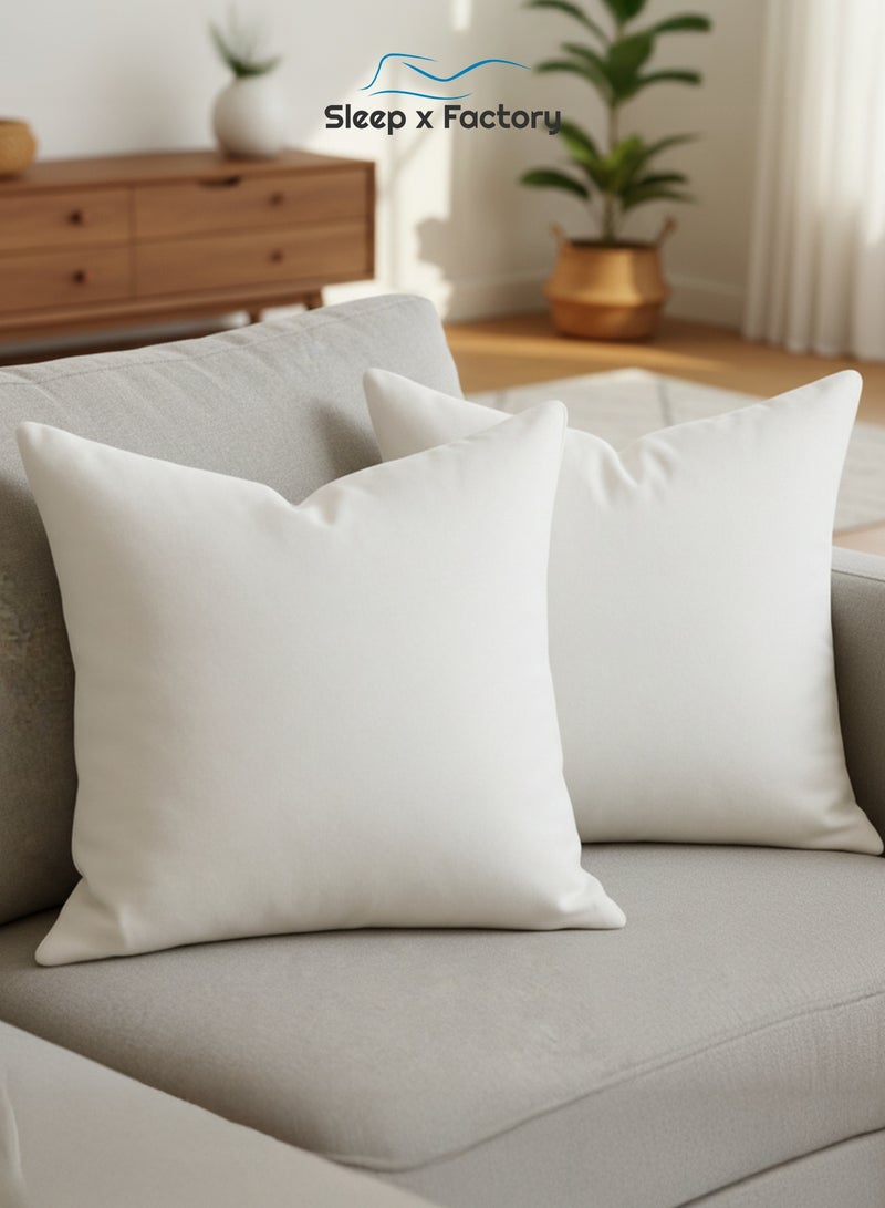 Sleep x Factory White Decorative Cushions – 2 Pack – 45x45 cm – Microfiber Filled Pillow - Image 2