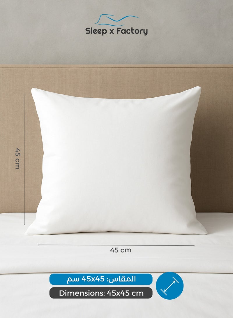 Sleep x Factory White Decorative Cushions – 2 Pack – 45x45 cm – Microfiber Filled Pillow - Image 3
