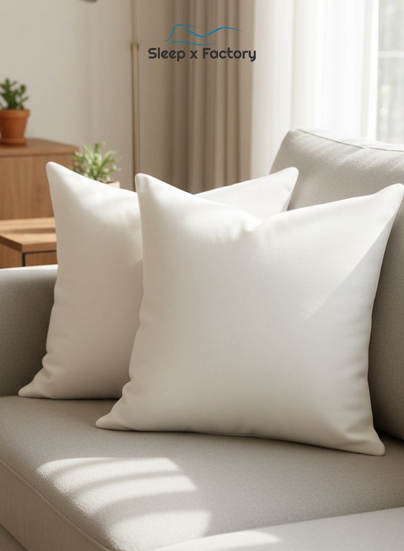 Sleep x Factory White Decorative Cushions – 2 Pack – 45x45 cm – Microfiber Filled Pillow - Image 1