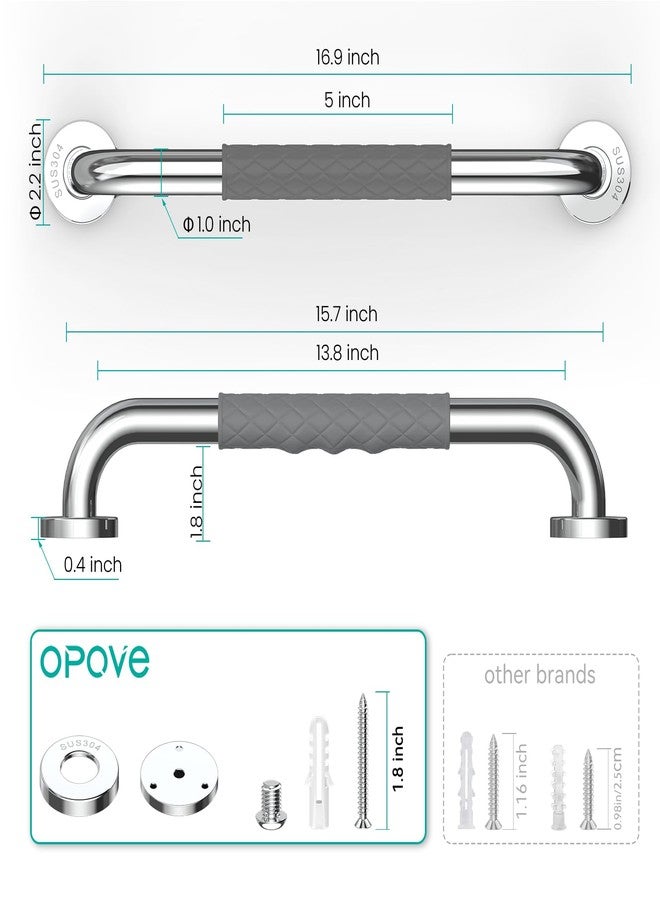 opove 16" Grab Bars for Shower and Bathroom, Anti-Slip Shower Handles for Elderly, Seniors, Handicap & Pregnant Women, Gray (2 Pack) - Image 2