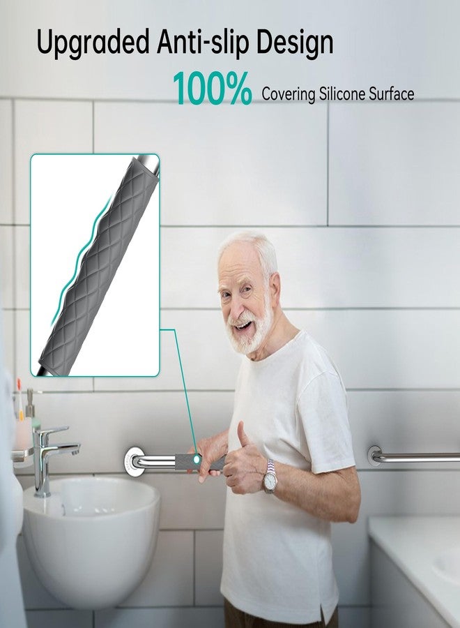 opove 16" Grab Bars for Shower and Bathroom, Anti-Slip Shower Handles for Elderly, Seniors, Handicap & Pregnant Women, Gray (2 Pack) - Image 4