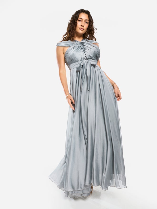 House of Moda Sculpted Bodice Full Flare Maxi Dress - Image 4