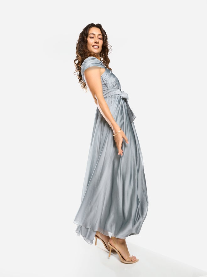 House of Moda Sculpted Bodice Full Flare Maxi Dress - Image 3