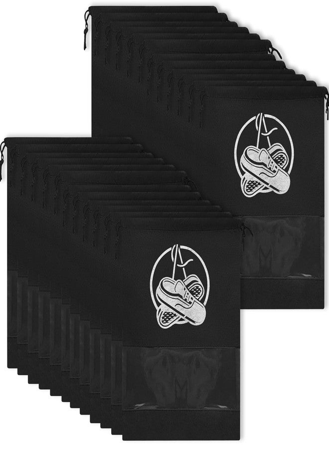 Billebon Premium Shoe Pouch Transparent Non Woven Fabric Shoe Cover for Travelling (Shoe Bag Combo) (Black Pack of 24) - Image 1