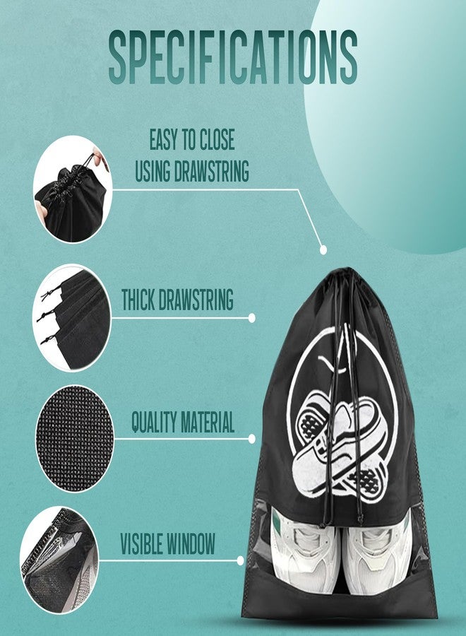 Billebon Premium Shoe Pouch Transparent Non Woven Fabric Shoe Cover for Travelling (Shoe Bag Combo) (Black Pack of 24) - Image 3