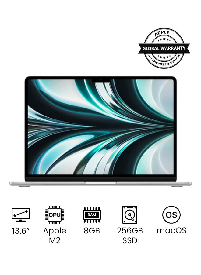Apple MacBook Air  MLXY3 | 13.6 Inch Display | Apple M2 Chip | 8-Core CPU and 8-Core GPU | 8GB RAM | 256GB SSD | macOS | English And Arabic Keyboard | Silver - Image 1