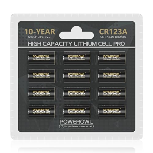 POWEROWL CR123A 3V Lithium Battery 12 Count, High Capacity 123A 123 C123 Batteries, Long-Lasting Power - Image 1