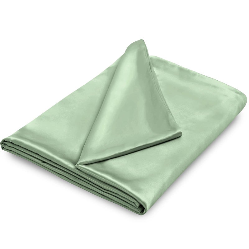 NSGZ 60" x 80" Satin Duvet Cover for Weighted Blanket, Luxury Silky Removable Satin Weighted Blanket Cover with 8 Ties Secure Fastening, Sage Green - Image 1