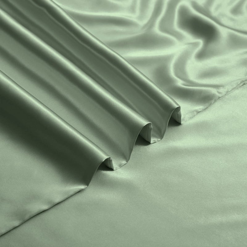 NSGZ 60" x 80" Satin Duvet Cover for Weighted Blanket, Luxury Silky Removable Satin Weighted Blanket Cover with 8 Ties Secure Fastening, Sage Green - Image 4