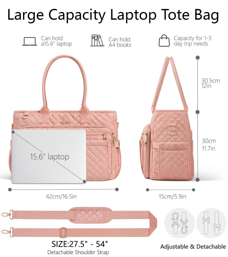 Bagstellar Teacher Tote Bags for Women, 15.6 inch Laptop Work Tote Nurse Bible Bag With Large Cup Holder & Insulated Pocket Quilted Shoulder Handbag Laptop Briefcase for Work, Daily, School, Travel, Gifts - Image 4